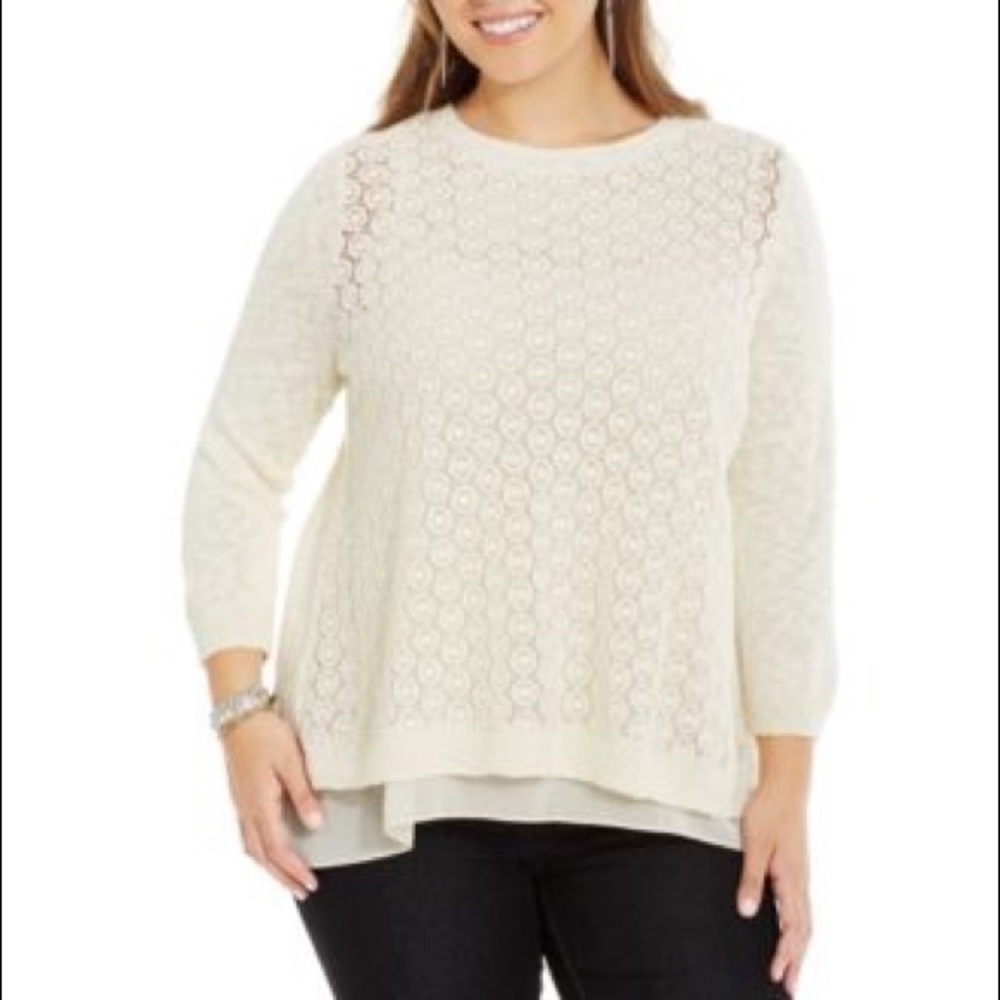 Lucky Brand layered look split back sweater